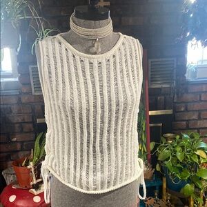 White Sleeveless Knit Top